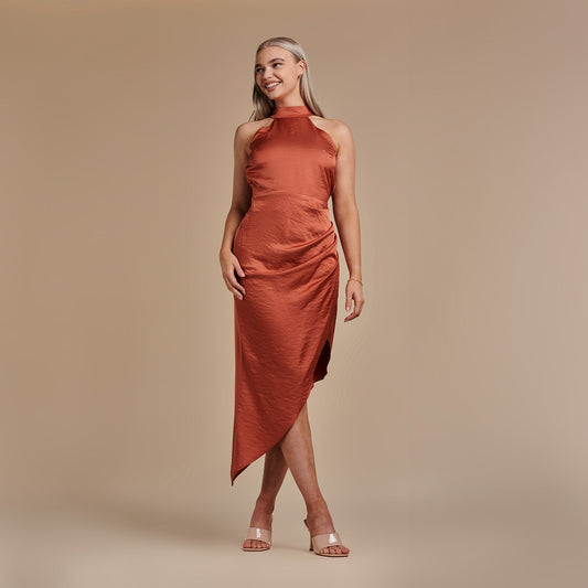 orange wedding guest dress